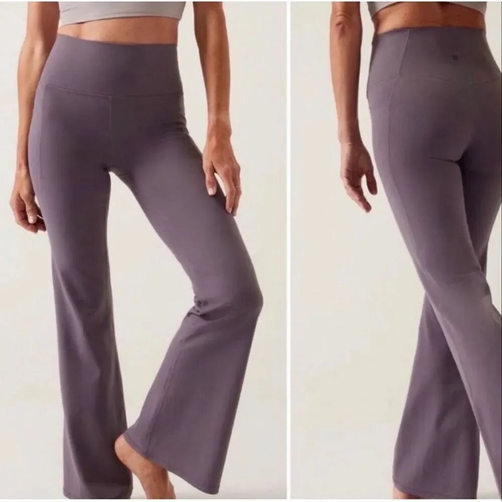 Athleta Women's Salutation Stash Flare Leg Pants in a purple size large